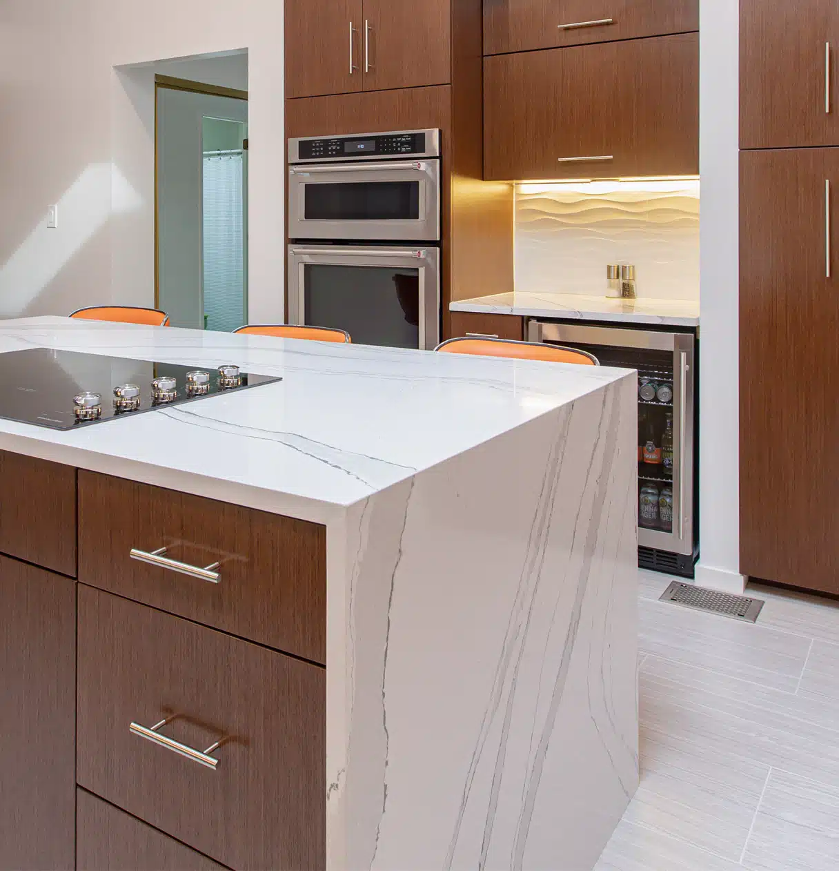 Kitchen countertop installation during remodel
