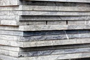 Stone slabs in a warehouse