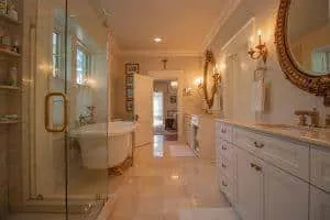 chandelier in bathroom
