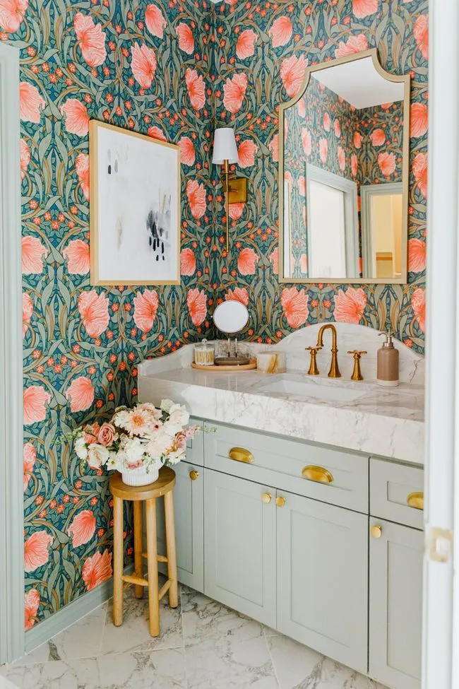 Space Of The Week Floral Wallpaper Becomes The Defining Feature Of A Formerly Bland Bathroom