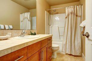 Bathroom with earth tone colors