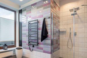 Bathroom shower with built-in storage