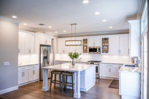 kitchen with recessed floor lights