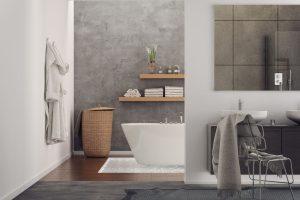 floating sink in modern bathroom