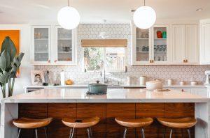 kitchen with marble counters