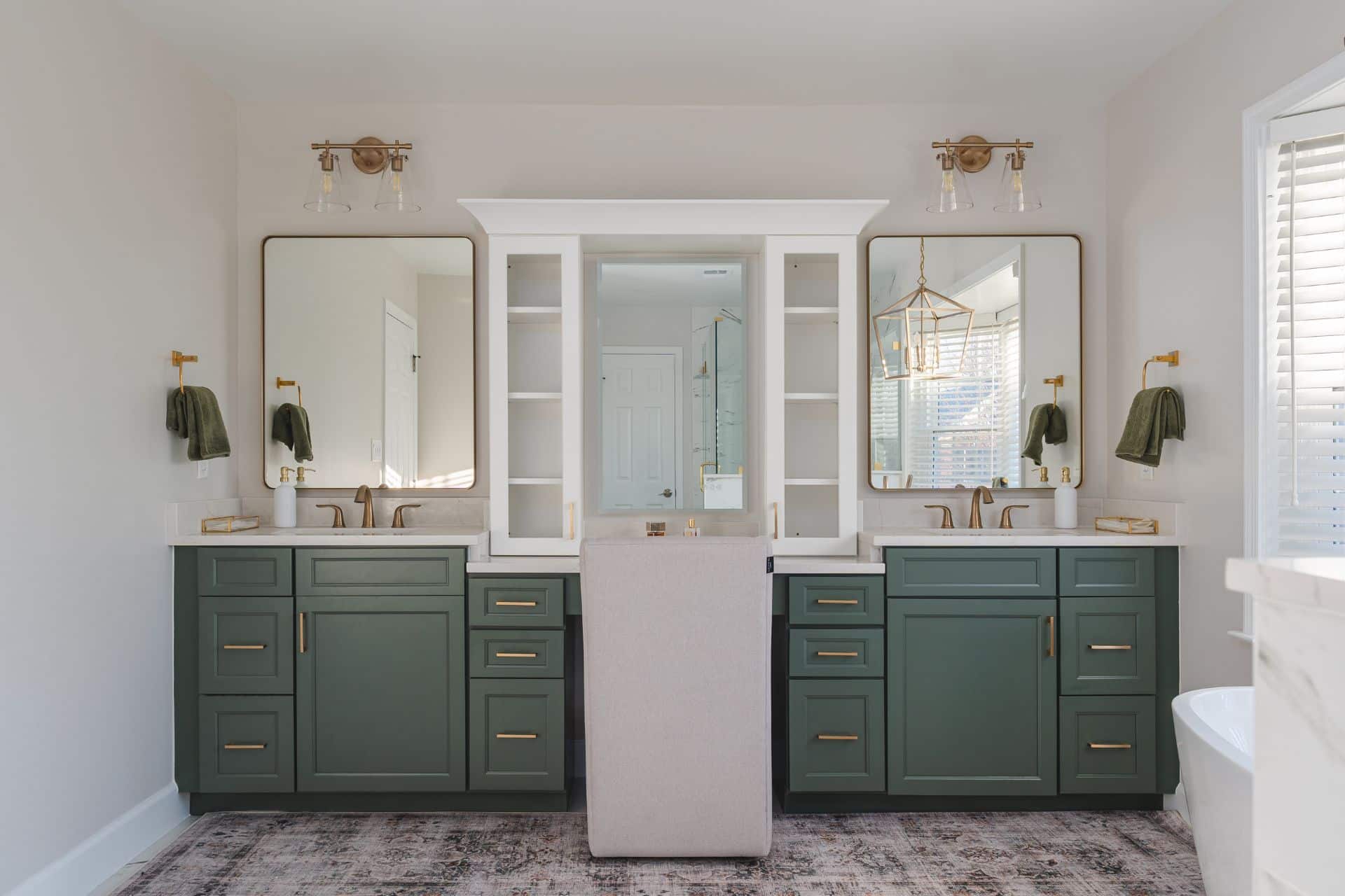 Vanity In A Green Bathroom